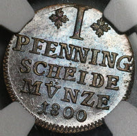 1800 NGC MS 63 Brunswick Wolfenbuttel 1 Pfennig Horse Coin (19121403R)