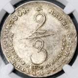 1804 NGC XF 45 George III Hannover 2/3 Thaler German State Silver Coin 18060501C