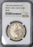 1804 NGC XF 45 George III Hannover 2/3 Thaler German State Silver Coin 18060501C
