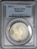 1835 PCGS AU 55 Hannover Thaler William IV Britain Empire Silver Taler Coin (19010101R)