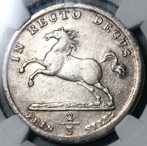 1710/00 NGC AU 55 Hannover 2/3 Thaler George I Brunswick Horse Coin POP 1/0 Unpubished (20092203C)