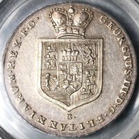 1801/0 PCGS AU 55 Brunswick Hannover 2/3 Thaler Unpublished Overdate George III Silver Coin POP 1/0 (22043002C)