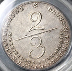 1801/0 PCGS AU 55 Brunswick Hannover 2/3 Thaler Unpublished Overdate George III Silver Coin POP 1/0 (22043002C)