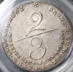 1801/0 PCGS AU 55 Brunswick Hannover 2/3 Thaler George III Silver Coin POP 1/0 (22043002C)