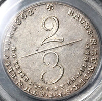 1801/0 PCGS AU 55 Brunswick Hannover 2/3 Thaler Unpublished Overdate George III Silver Coin POP 1/0 (22043002C)