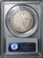 1801/0 PCGS AU 55 Brunswick Hannover 2/3 Thaler Unpublished Overdate George III Silver Coin POP 1/0 (22043002C)