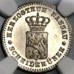 1861 NGC MS 64 Nassau 1 Kreuzer Mint Error German State Silver Coin (22060202C)