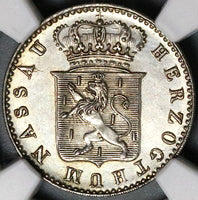 1831 NGC MS 62 Nassau 6 Kreuzer German State Silver Coin POP 1/1 (22060204C)