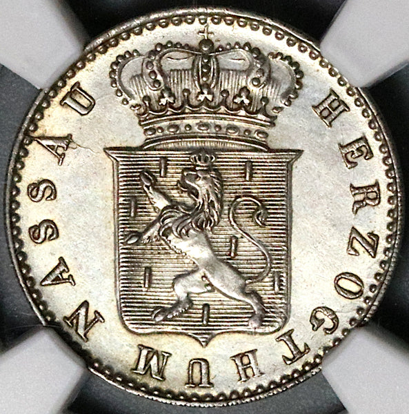 1831 NGC MS 62 Nassau 6 Kreuzer German State Silver Coin POP 1/1 (22060204C)