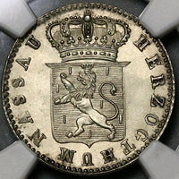 1833 NGC MS 62 Nassau 6 Kreuzer German State Silver Coin POP 2/1 (22060205C)