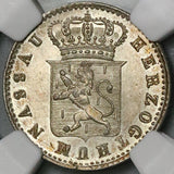 1847 NGC MS 64 Nassau 6 Kreuzer German State Silver Coin POP 2/1 (22060404C)