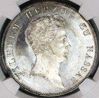 1837 NGC MS 63 Nassau Thaler Mint State Geman Near PL Taler Coin (19100405C)