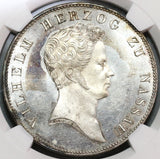 1837 NGC MS 63 Nassau Thaler Mint State Geman Near PL Taler Coin (19100405C)