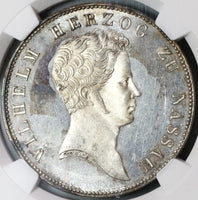 1837 NGC MS 63 Nassau Thaler Mint State Geman Near PL Taler Coin (19100405C)