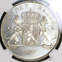 1837 NGC MS 63 Nassau Thaler Mint State Geman Near PL Taler Coin (19100405C)