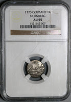 1773 NGC AU 55 Nurnberg 1 Kreuzer City View German State Silver Coin (21060402C)