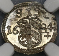 1684 NGC MS 65 Nurnberg Silver 1 Pfennig German State Uniface Coin (19051404C)