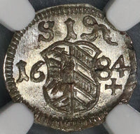 1684 NGC MS 65 Nurnberg Silver 1 Pfennig German State Uniface Coin (19051404C)