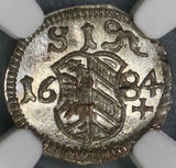 1684 NGC MS 65 Nurnberg Silver 1 Pfennig German State Uniface Coin (19051404C)