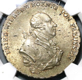 1793-E NGC MS 62 Prussia Thaler Mint State Silver Konigsberg Coin POP 2/0 (20071801D)