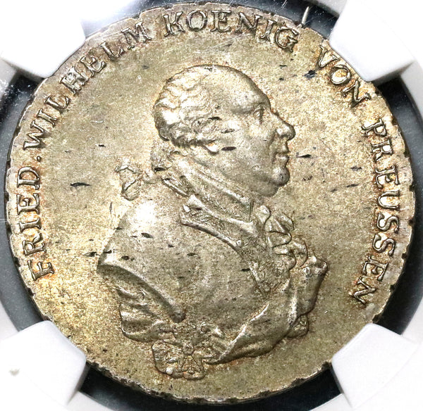1793-E NGC MS 62 Prussia Thaler Mint State Silver Konigsberg Coin POP 2/0 (20071801D)
