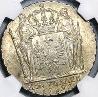 1793-E NGC MS 62 Prussia Thaler Mint State Silver Konigsberg Coin POP 2/0 (20071801D)