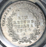 1814-A PCGS MS 63 Prussia Thaler German State Taler Friedrich Wilhelm Coin (21100801C)