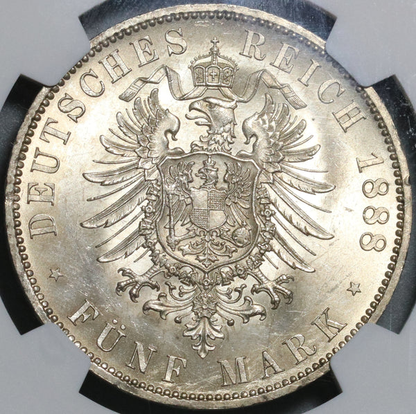 1888 NGC MS 63 Prussia 5 Mark Friedrich III German State Silver Coin ( –  Caesar's Ghost Numismatics