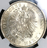1888 NGC MS 63 Prussia 5 Mark Friedrich III German State Silver Coin (21062801C)