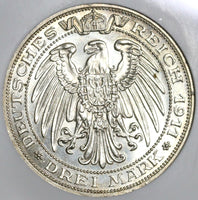 1911 NGC MS 64  Prussia 3 Mark Breslau University German Silver Coin (20021504C)