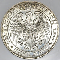 1911 NGC MS 64  Prussia 3 Mark Breslau University German Silver Coin (20021504C)