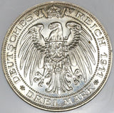 1911 NGC MS 64  Prussia 3 Mark Breslau University German Silver Coin (20021504C)