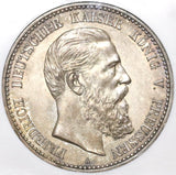 1888 NGC AU 55 Prussia 5 Mark Friedrich III Silver Coin (20021301C)