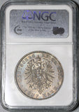 1888 NGC AU 55 Prussia 5 Mark Friedrich III Silver Coin (20021301C)
