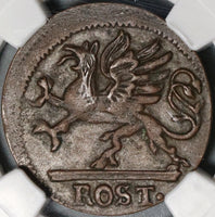 1761 NGC XF 45 Rostock 6 Pfennig Griffin German State Copper Coin (20071601C)
