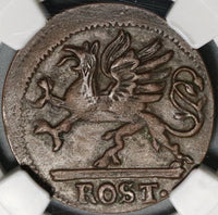 1761 NGC XF 45 Rostock 6 Pfennig Griffin German State Copper Coin (20071601C)