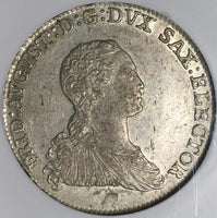 1765 NGC AU 58 Saxony 2/3 Thaler German State Leipzig Silver Coin POP 1/1 (22042703C)