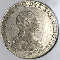 1765 NGC AU 58 Saxony 2/3 Thaler German State Leipzig Silver Coin POP 1/1 (22042703C)