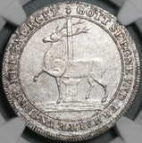 1752 NGC AU 58 STOLBERG Silver 1/3 Taler Stag German State Coin POP 1/0 (17100501D)