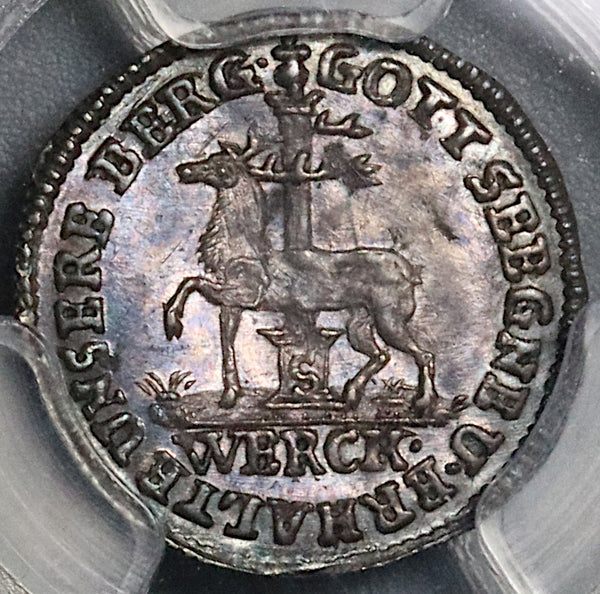 1717-IIG PCGS MS 63 Stolberg Stag 1/48 Thaler Mint State Coin POP 1/0 (22010501D)