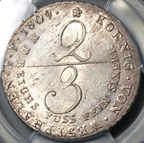 1809 PCGS AU 55 Westphalia 2/3 Thaler Napoleon German State French Occupation Silver Coin POP 1/3 (22123003C)