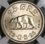 1926 NGC MS 64 Greenland 25 Ore Polar Bear No Hole Coin (23041204C)
