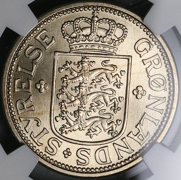 1926 NGC MS 64 Greenland 25 Ore Polar Bear No Hole Coin (23041204C