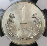 1960 NGC MS 65 Greenland Polar Bear 1 Krone Royal Greenland Co Coin (19091301D)