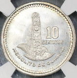 1950 NGC MS 65 GUATEMALA Silver 10 Centavos Maya Monolith Coin (18090604C)