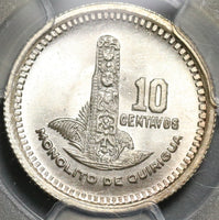 1956 PCGS MS 66 Guatemala 10 Centavos Maya Monolith GEM BU Silver Coin Pop 7/0 (20082502C)