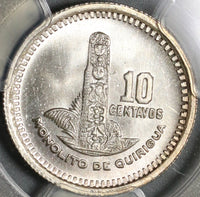 1956 PCGS MS 66 Guatemala 10 Centavos Maya Monolith GEM BU Silver Coin Pop 7/0 (20082502C)
