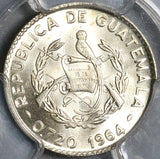 1964 PCGS MS 67 Guatemala 10 Centavos Mayan Quirigua Monolith Gem Mint State Silver Coin (22020101C)