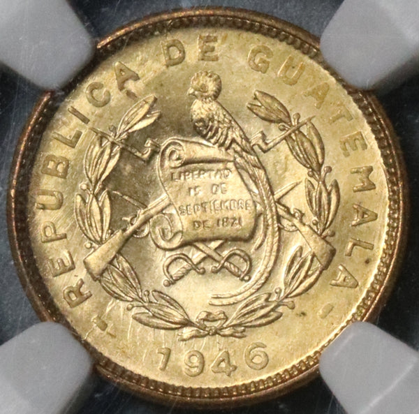 1946 NGC MS65 Guatemala 1/2 Centavo GEM BU Quetzal Bird Coin POP 4/0 (21091506C)