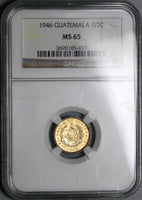 1946 NGC MS65 Guatemala 1/2 Centavo GEM BU Quetzal Bird Coin POP 4/0 (21091506C)